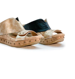 - Argo Pearl Gold & Black Mid Wedge Reversible Sandal