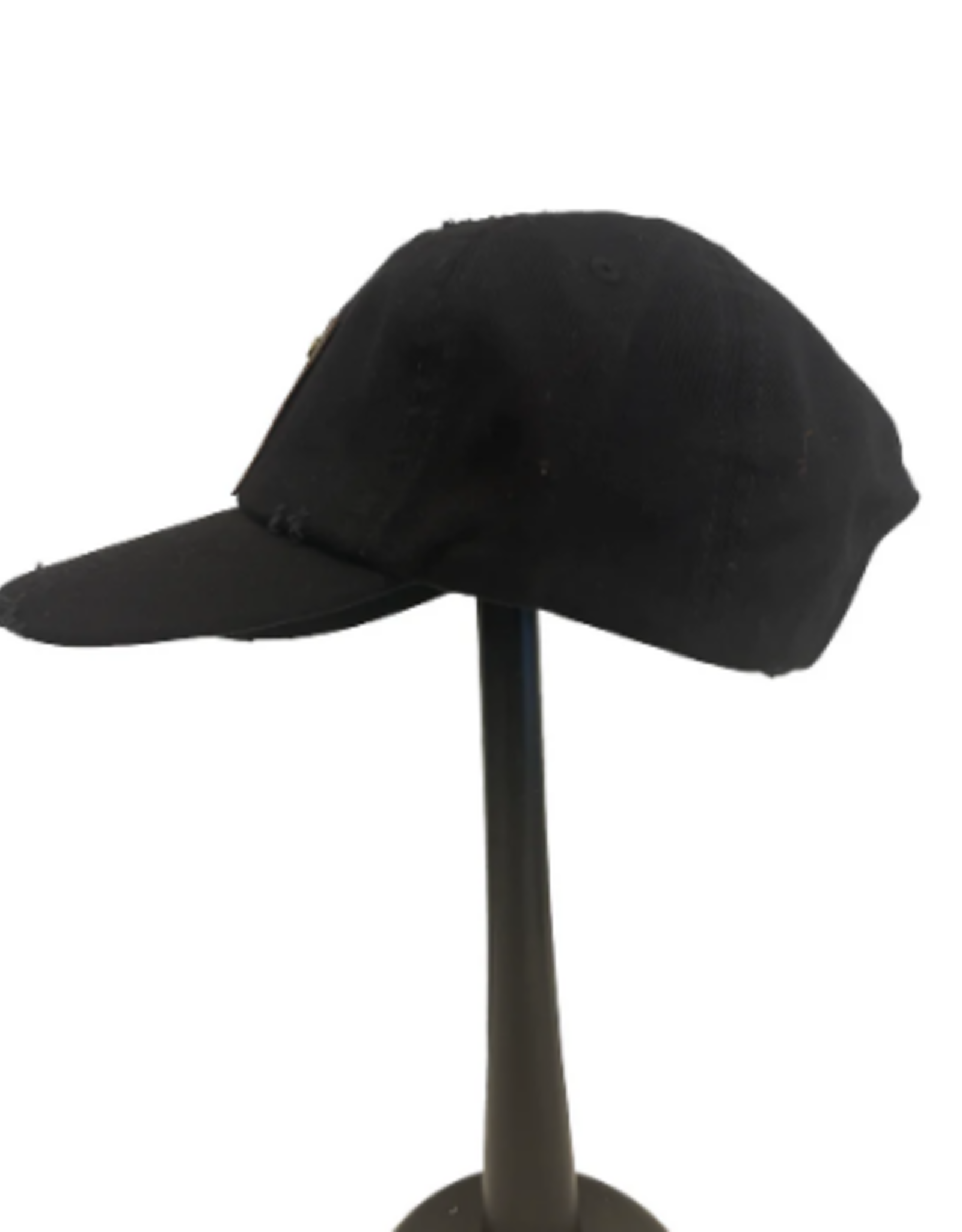Distressed Black Serape Bill Hat with LV Patch