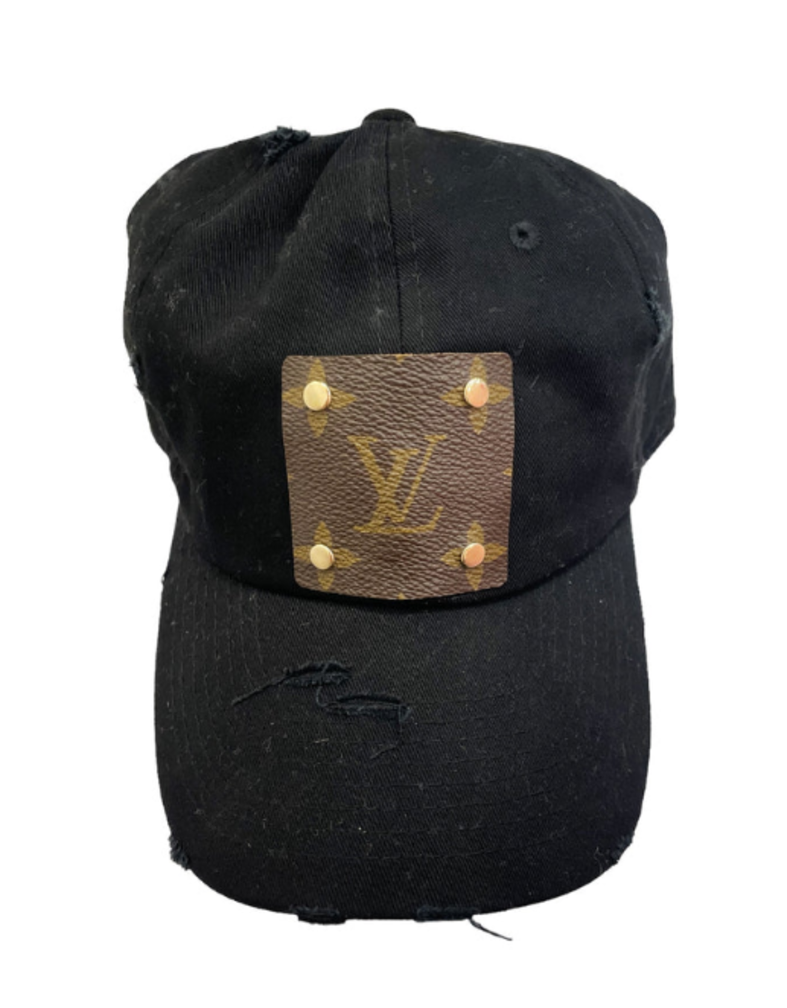 Black Authentic Repurposed Designer Patch Hat - Evelie Blu Boutique
