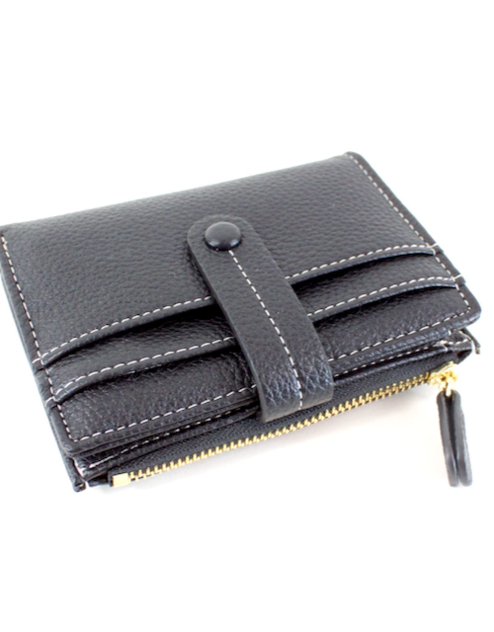 Black Faux Leather Short Wallet