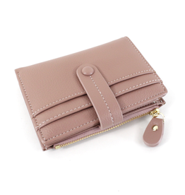 Pink Faux Leather Short Wallet