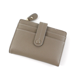 Khaki Faux Leather Short Wallet