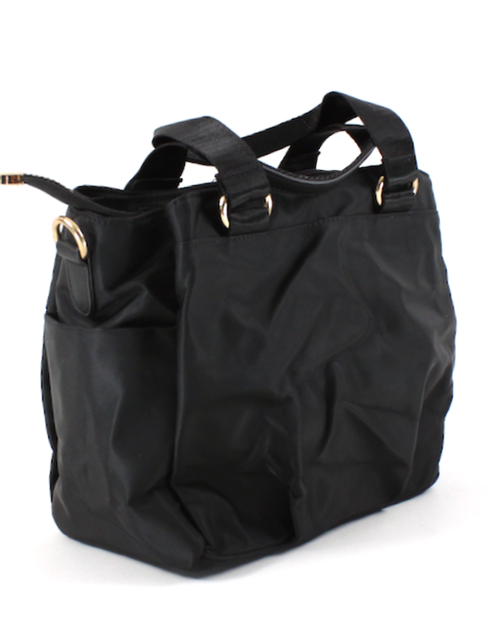 Black Top Handle Nylon Handbag