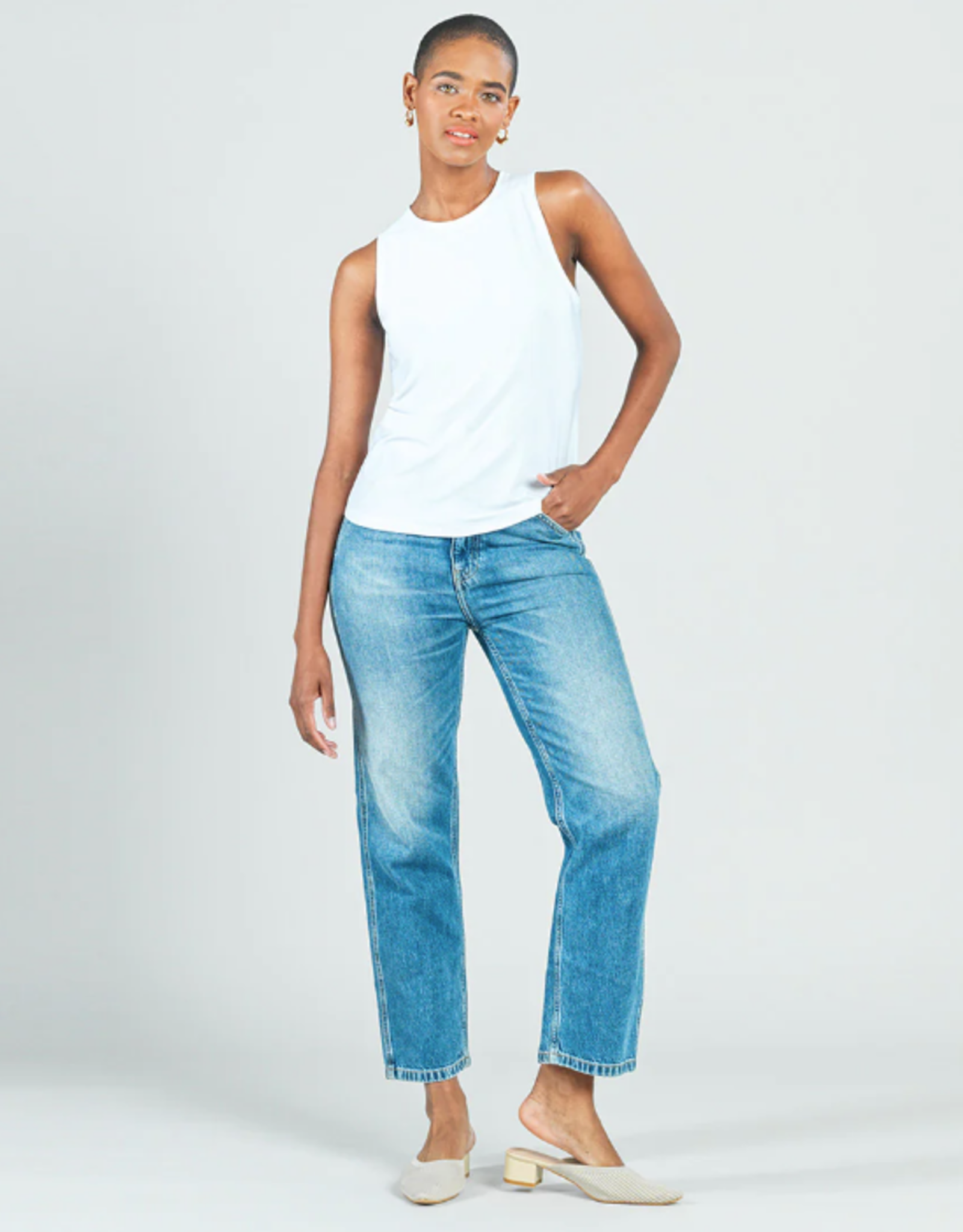 Clara Sunwoo Clara S. TK24 White High Scoop Neck Dressy Tank Top