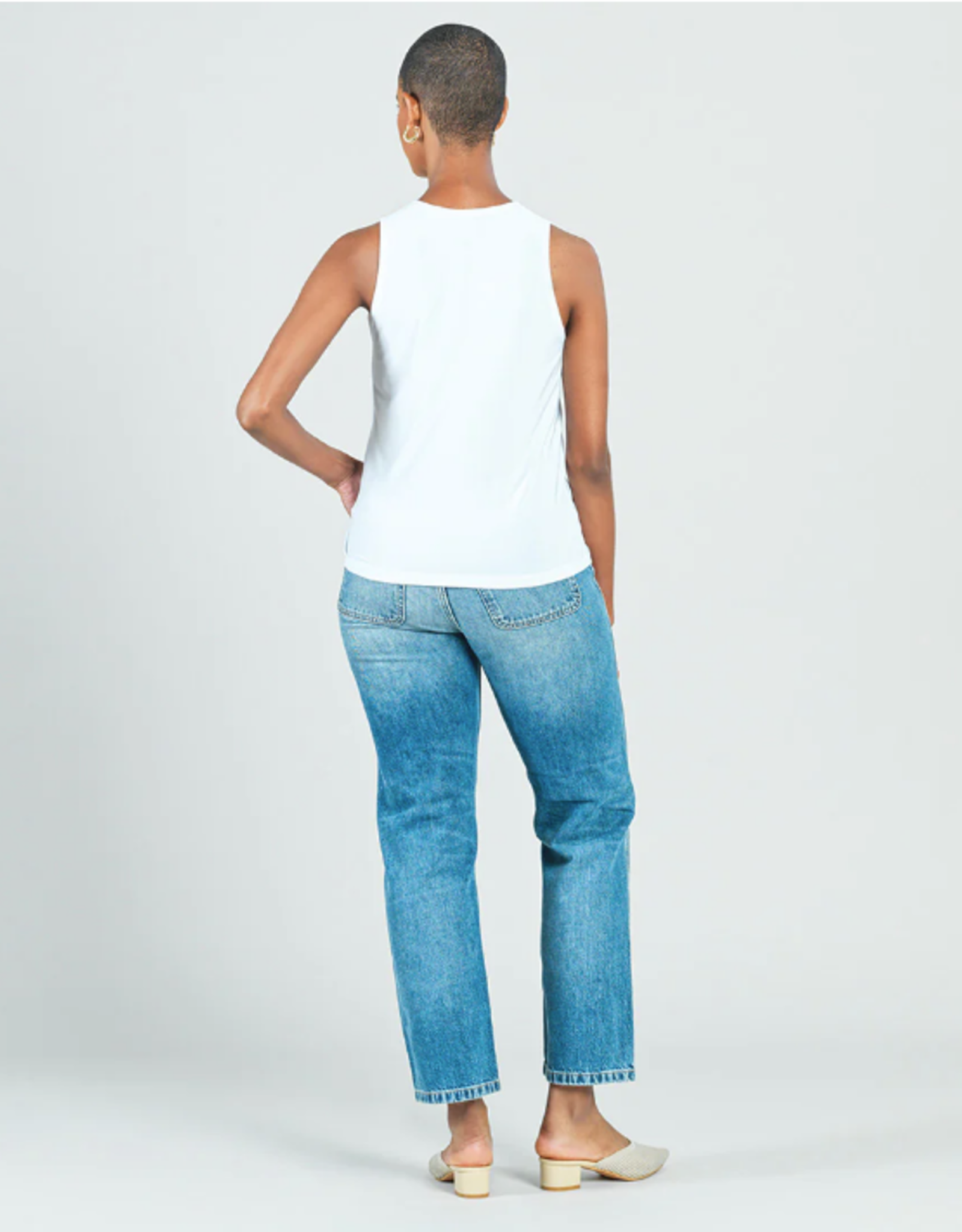 Clara Sunwoo Clara S. TK24 White High Scoop Neck Dressy Tank Top