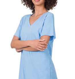Spring Blue V-Neck  100% Cotton T-Shirt