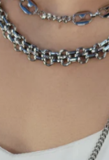 Silver Rhodium Plated 17" + 2 Triple Box Chain Necklace