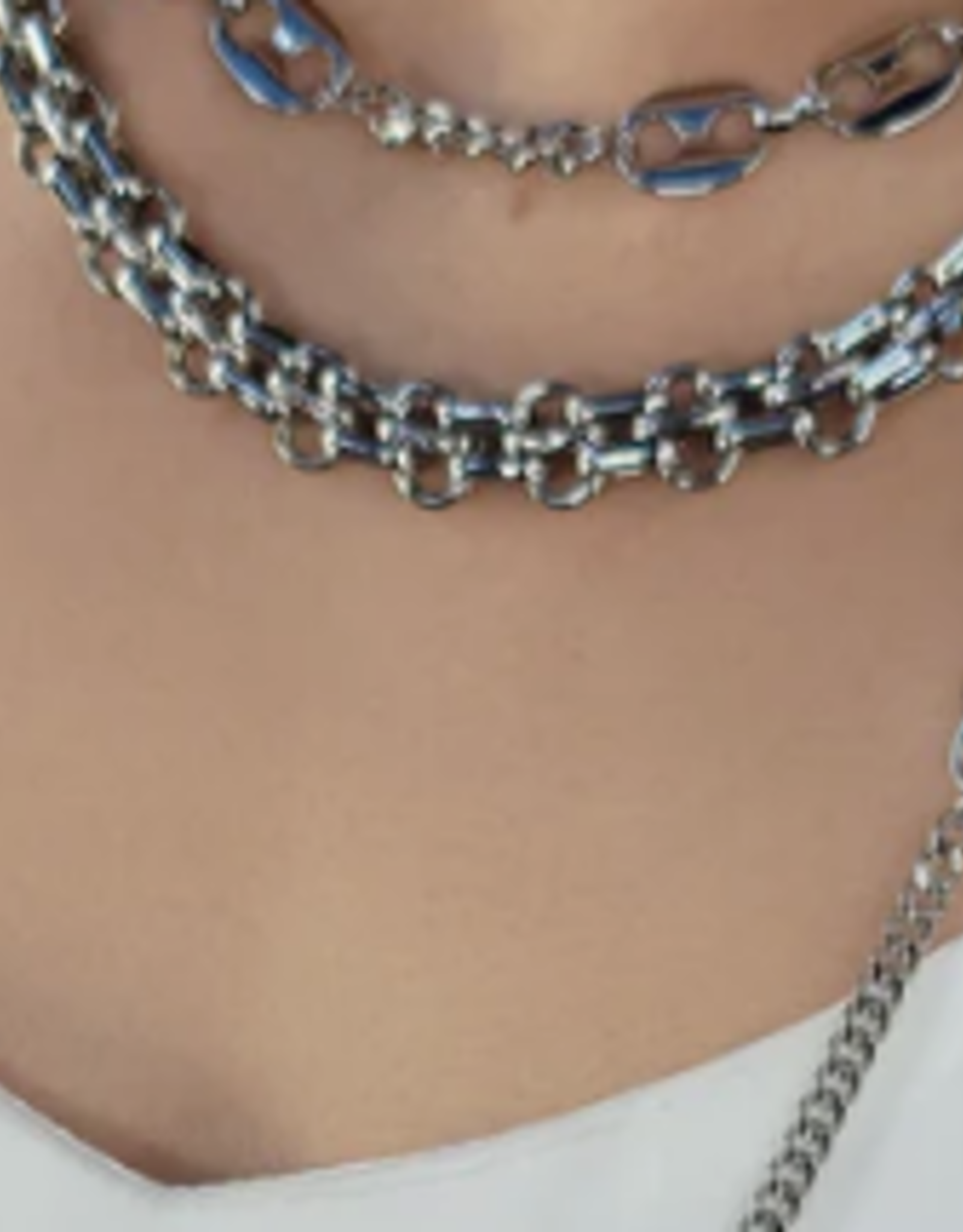 Silver Rhodium Plated 17" + 2 Triple Box Chain Necklace