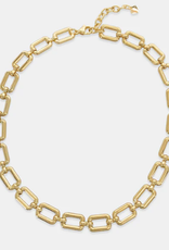 Gold Plated 16" + 2 Rectangle Chain Necklace