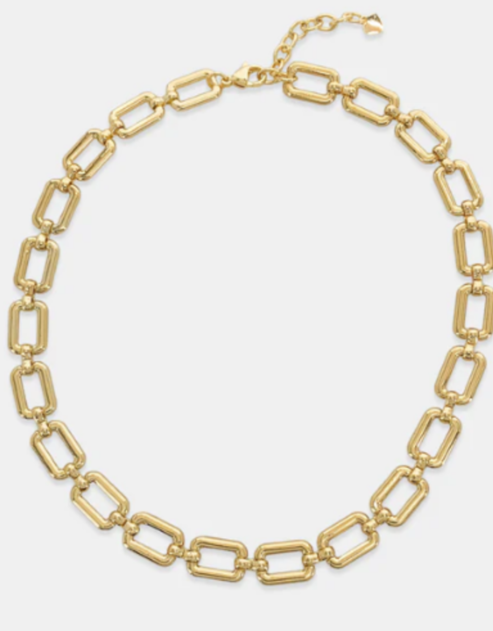 Gold Plated 16" + 2 Rectangle Chain Necklace