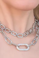 Rhodium Plated 16" + 2 Rectangle Chain Necklace