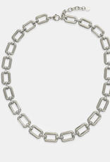 Rhodium Plated 16" + 2 Rectangle Chain Necklace