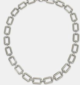 Rhodium Plated 16" + 2 Rectangle Chain Necklace