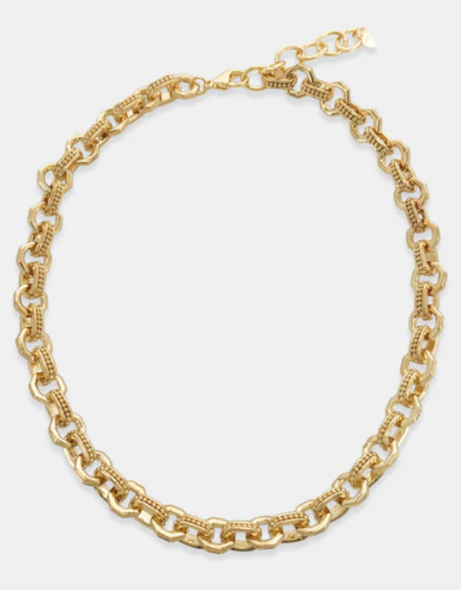 Gold Plated 16" + 2 Hexagon Chain w/Texture Necklace