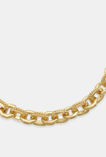 Gold Plated 16" + 2 Hexagon Chain w/Texture Necklace