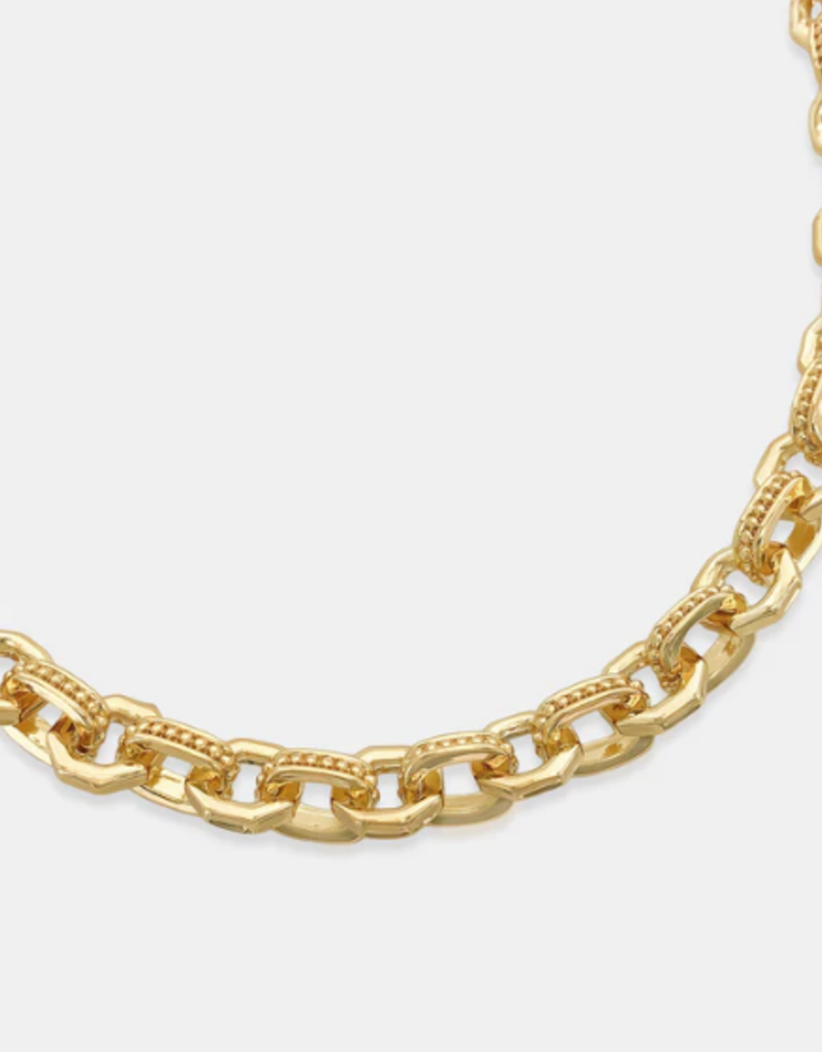 Gold Plated 16" + 2 Hexagon Chain w/Texture Necklace