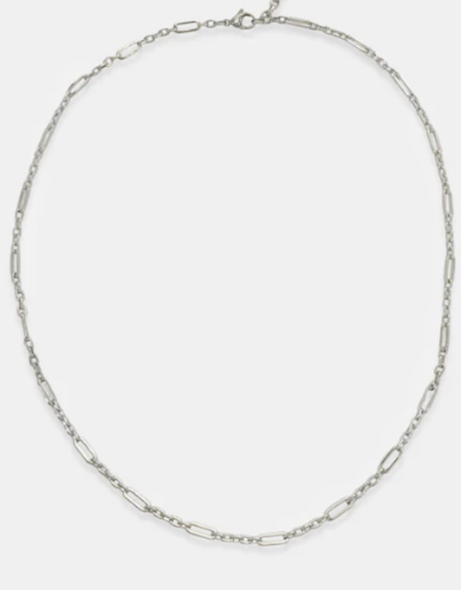 Silver Rhodium Plated 20" + 2 Paperclip Chain Necklace