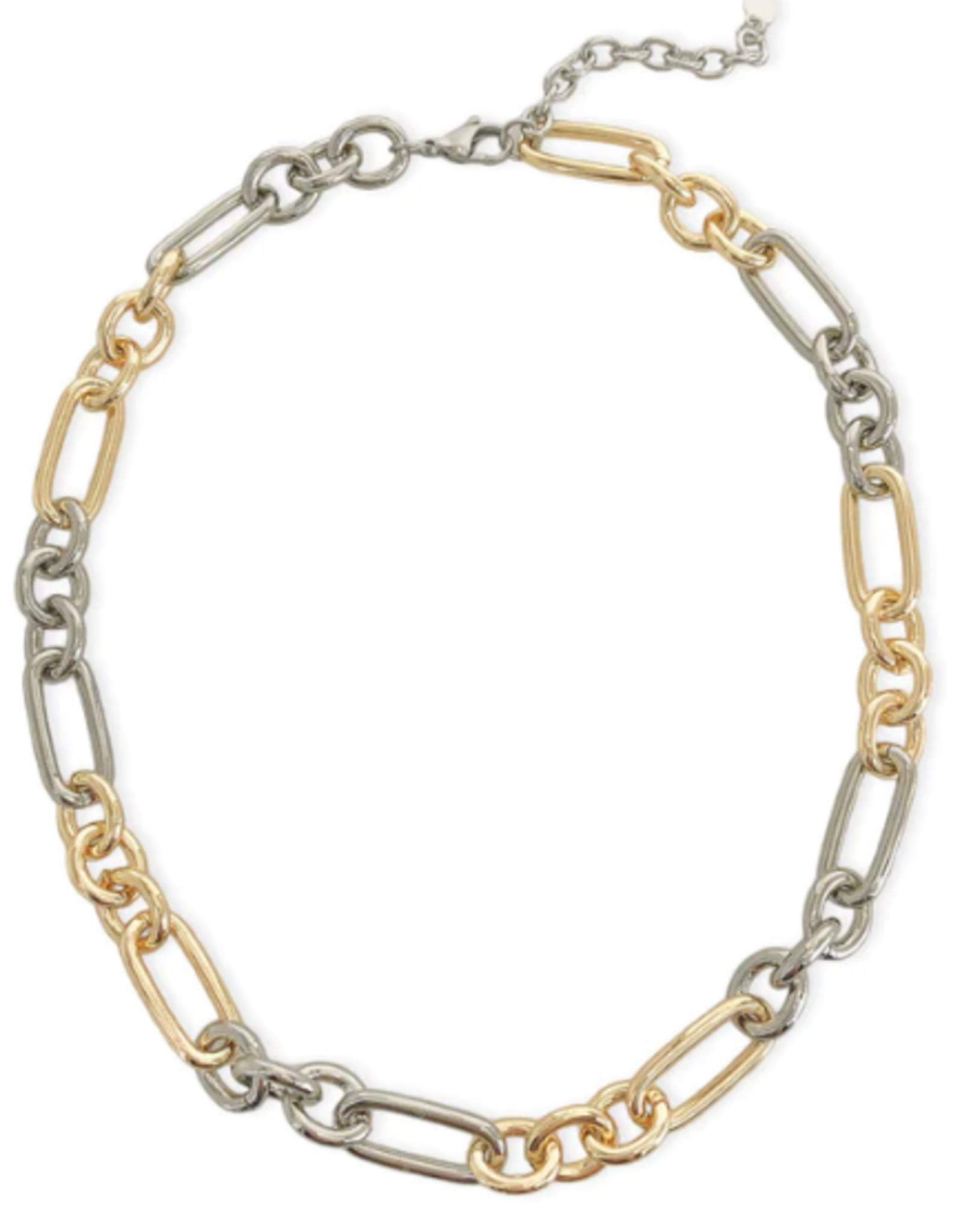 Two Tone Silver Rhodium & Gold Plated 18" +2 Lightweight Necklace