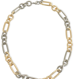 Two Tone Silver Rhodium & Gold Plated 18" +2 Lightweight Necklace