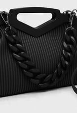 - Black Pleated Frame Bag w/Chain Strap