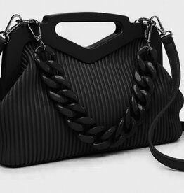 - Black Pleated Frame Bag w/Chain Strap