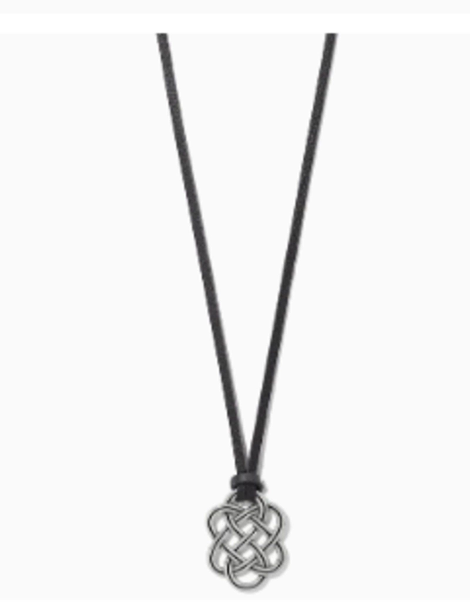 Brighton Interlock  Silver Trellis Black  Leather Necklace