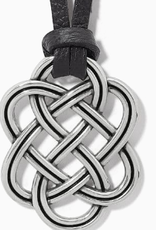 Brighton Interlock  Silver Trellis Black  Leather Necklace