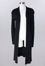Black Long Sleeve Open Front Duster Sweater w/Side Buttons