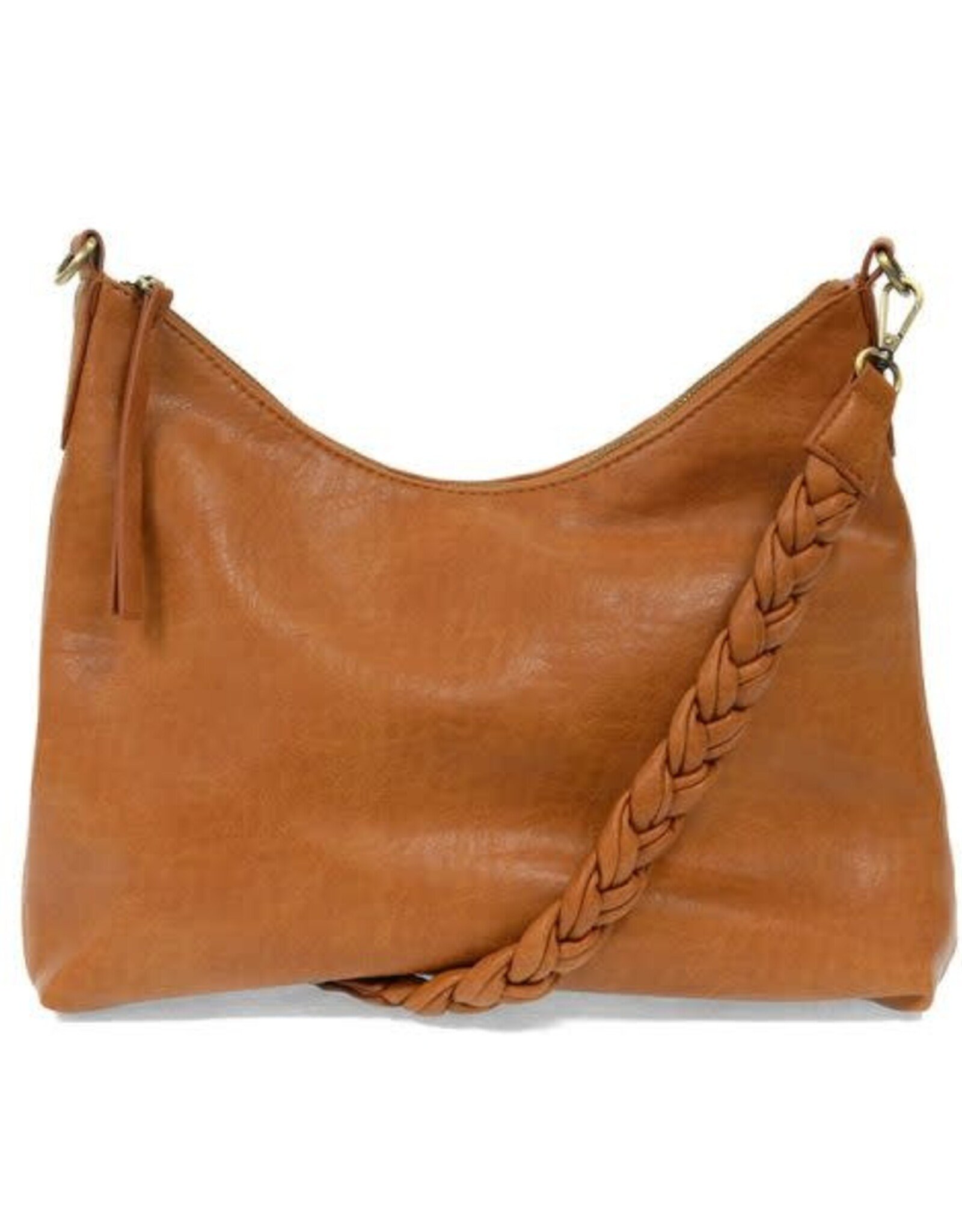 Hobo Shoulder Bag With Braided Handle and Top Zipper Closure