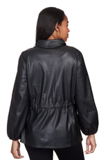 Black Solid Vegan Leather Jacket