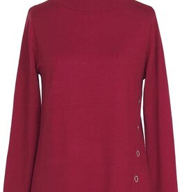 Cardinal Red Turtle Neck Long Sleeve Top w/Side Rings