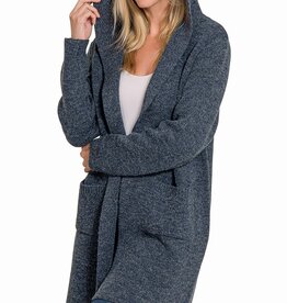 - Midnight Navy Hooded Open Front Hooded Long Sleeve Mid-Length Cardigan