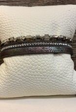 Multi Strand Square Crystals w/Silver Metal Magnetic Clasp Bracelet