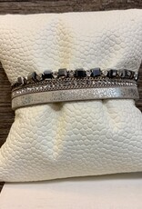 Multi Strand Square Crystals w/Silver Metal Magnetic Clasp Bracelet