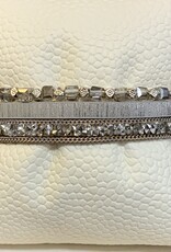 Multi Strand Square Crystals w/Silver Metal Clasp Magnetic Bracelet