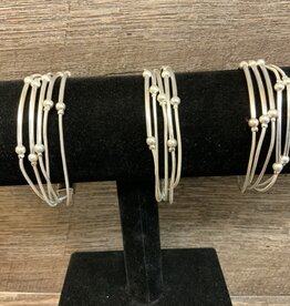 Silver Beaded Multi Strand w/Silver Metal Clasp Magnetic Bracelet