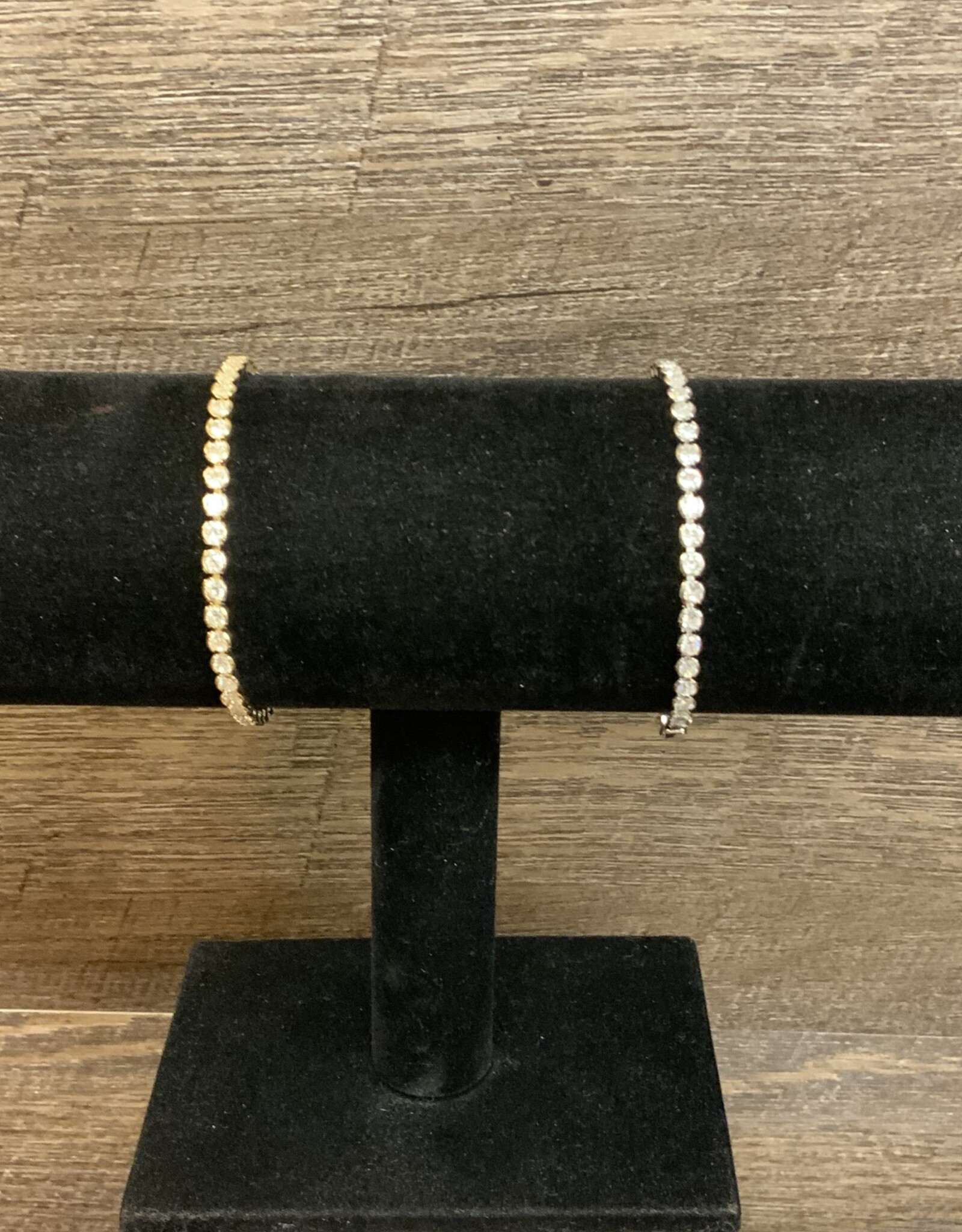 Silver or Gold Round Crystal Adjustable Tennis Bracelet