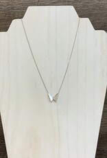Gold or Silver Butterfly Necklace w/Pearl Wings & Center Stone
