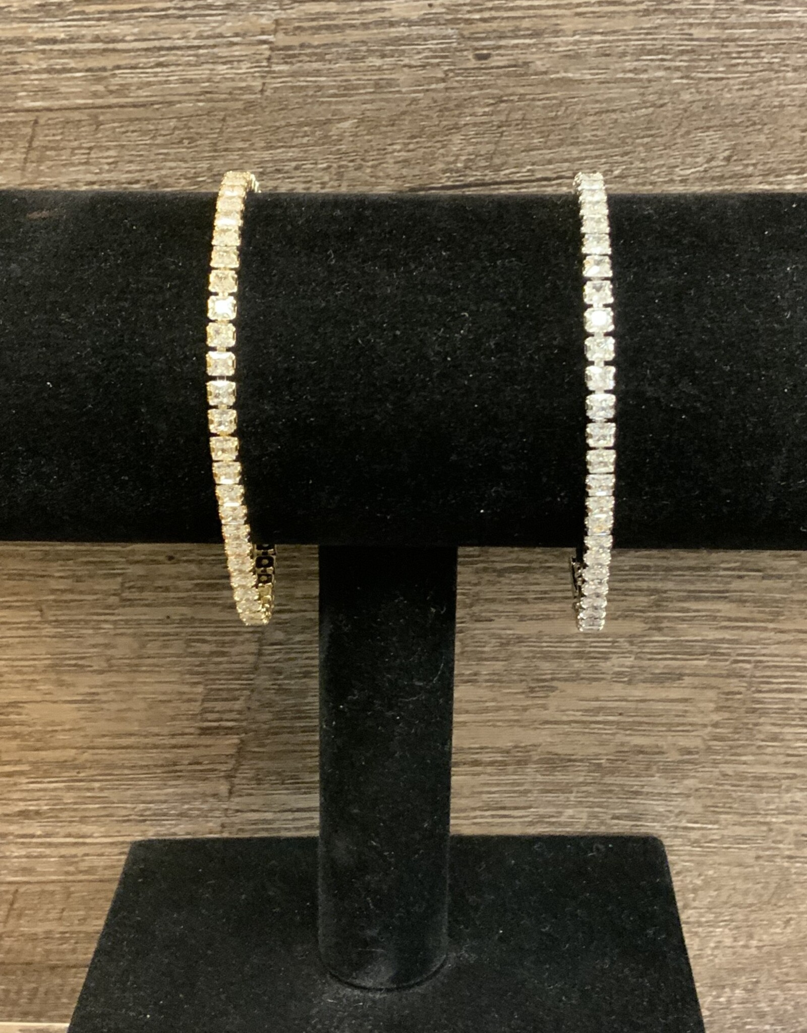 Silver or Gold Large Crystal Adjustable Tennis Bracelet