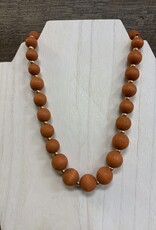 Clay/Gold Beaded Adjustable Necklace