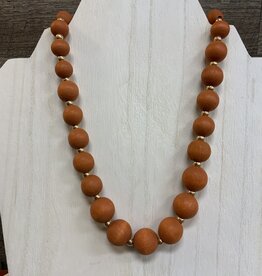 Clay/Gold Beaded Adjustable Necklace