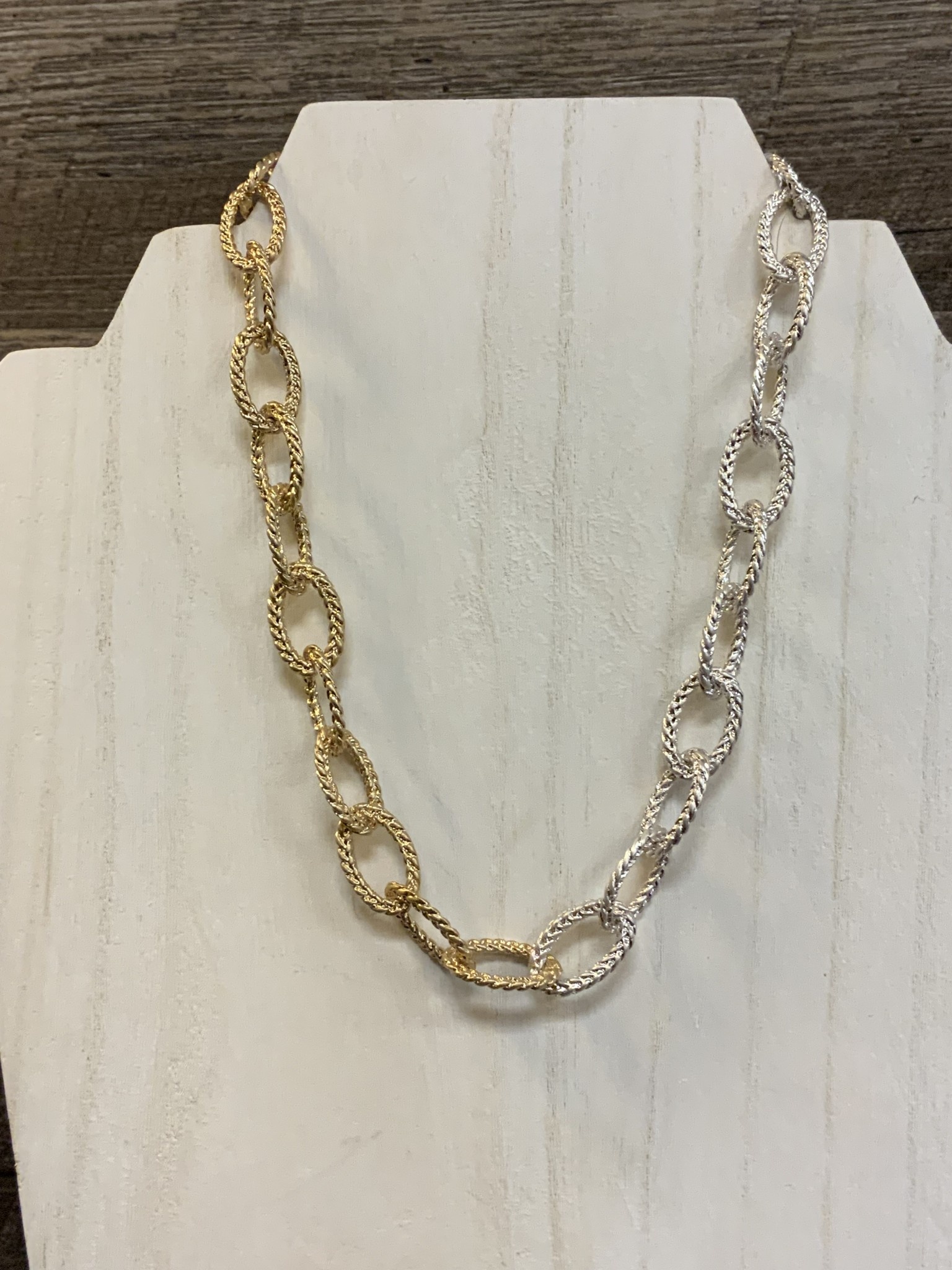 Gold/Silver Braded Loop Links Adjustable Necklace - Evelie Blu