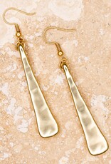 Gold Hammered Long Triangle Shape Paxton Earrings