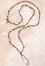 Amazonite Beaded Heather Necklace w/Crystal Teardrop Pendant