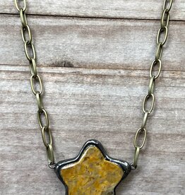 Bronze Chain Aster Necklace w/Stone Star Shape Pendant