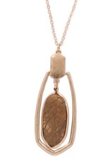 Brown Semi Precious Stone Pendant Long Necklace
