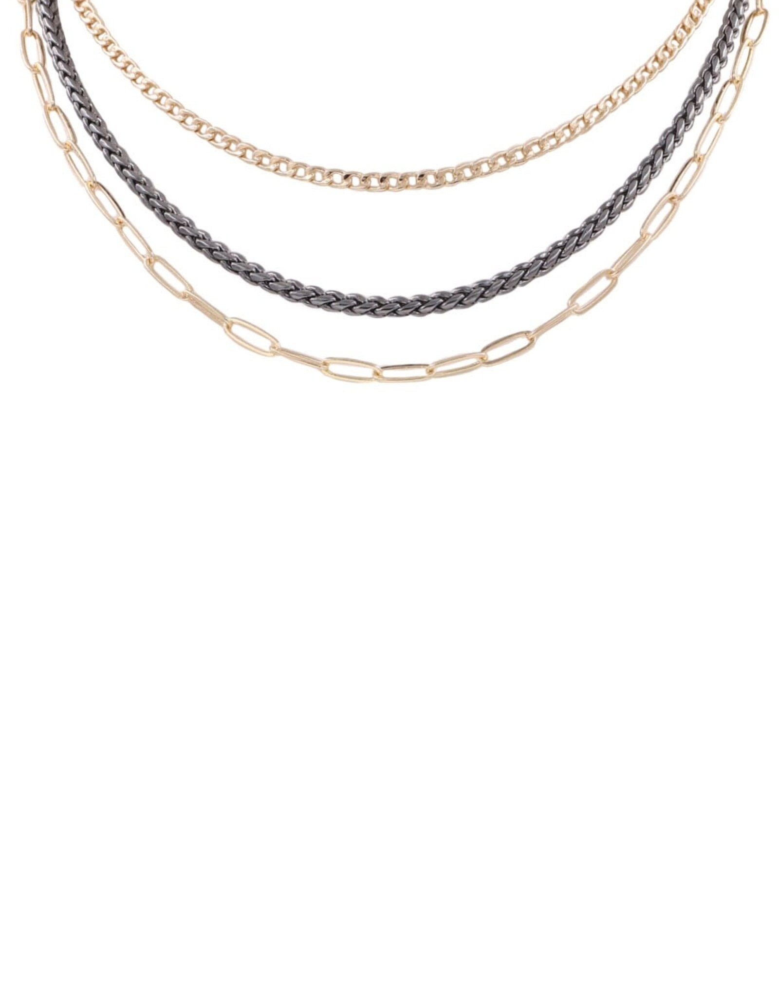 Two-Tone Gold/Gun Metal Layered Chain Necklace