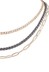Two-Tone Gold/Gun Metal Layered Chain Necklace