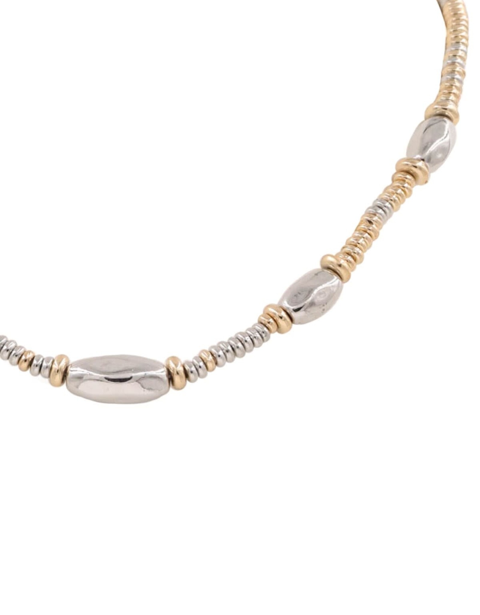 Two-Tone Gold/Silver Metal Bead Necklace
