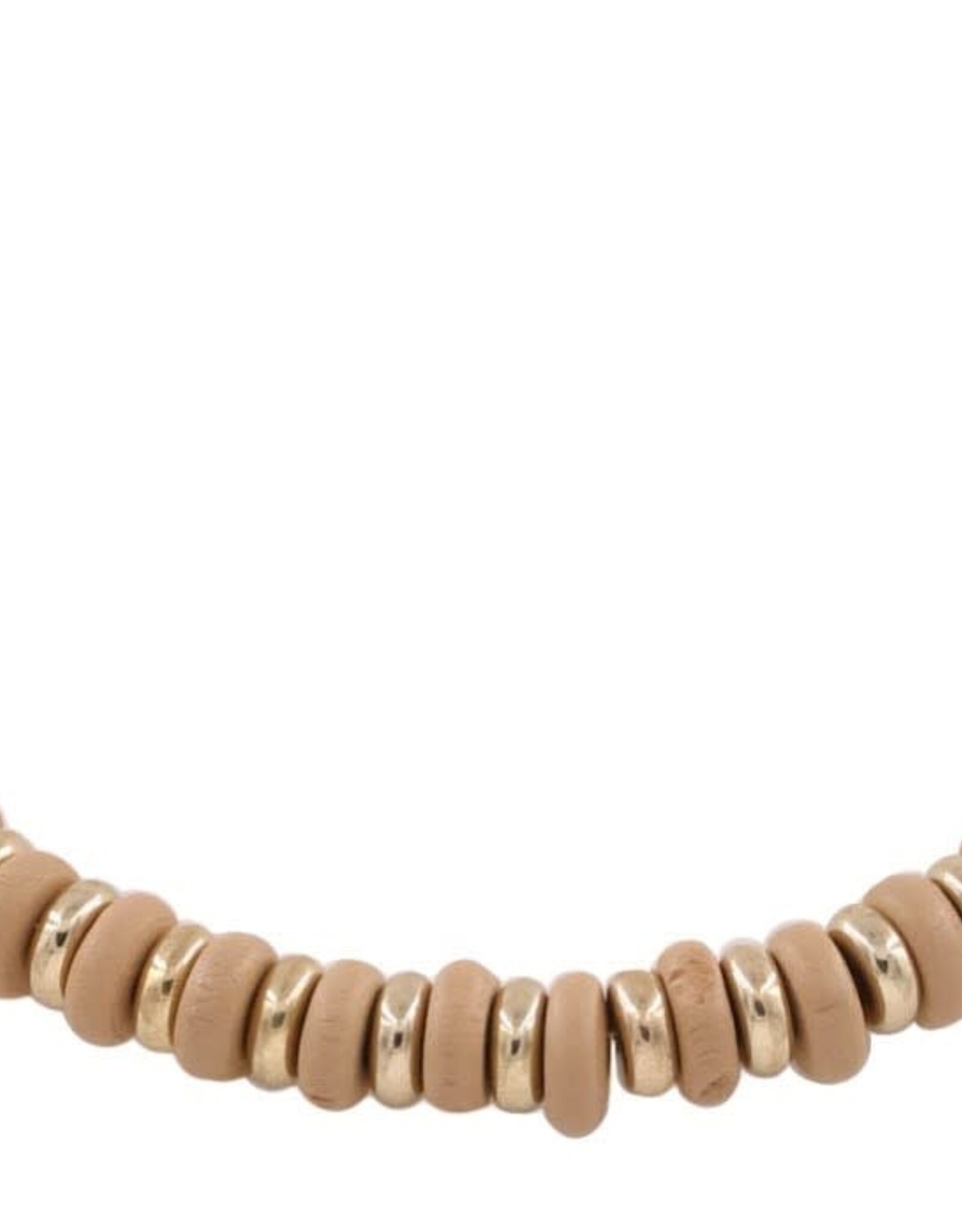 Nude Wood & Gold Bead Necklace